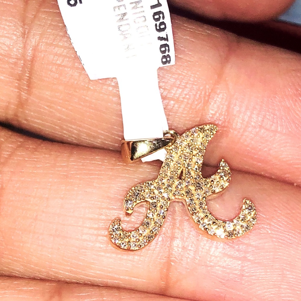 10k solid gold real Diamond A initial pendant, FREE APPRAISAL, free ship, Sale
